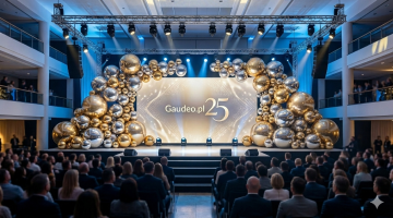 Dekoracja sceny balonowymi kulami lustrzanymi