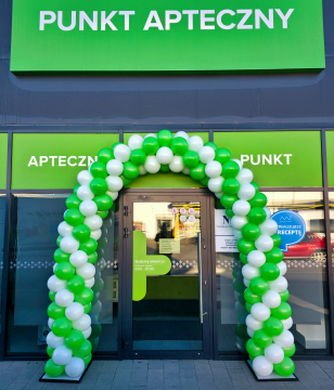 Brama balonowa dla apteki z okazji otwarcia.