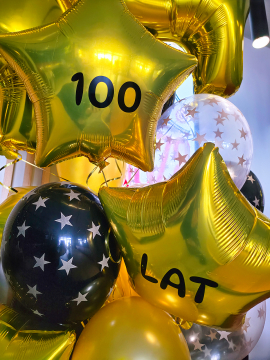 Balony z helem i napisem 100 LAT na urodziny