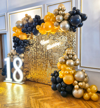 Ścianka z balonów przygotowana na imprezę z okazji urodzin