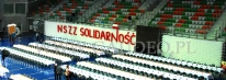 Ściana balonowa jako dekoracja Karczmy Górniczej dla członków Solidarności.