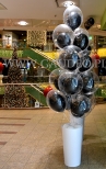 Balony bubble z helem i balonem z nadrukiem w środku.