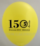 Żółty balon z czarnym nadrukiem.