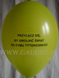 Balon z nadrukiem na akcję promocji zdrowia.