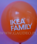 Logo Ikea Family wydrukowane na balonie.