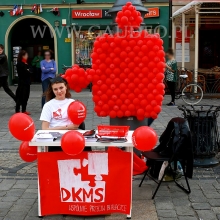 Balonowy puzzel podczas akcji Fundacji DKMS na Wrocławskim Rynku.